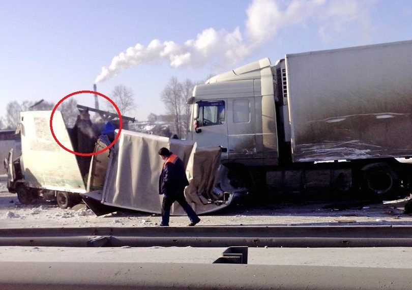 Грузовик с породистой лошадью столкнулся с фурой на Бердском шоссе