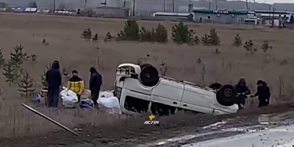 ГАЗель отправила микроавтобус в кювет на границе Новосибирской области