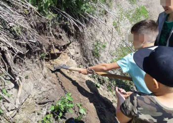 Дети откопали старинное колесо на берегу Тулы в Новосибирске