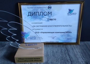 ЭЛСИ отмечена почетной наградой за системную благотворительность в Новосибирской области