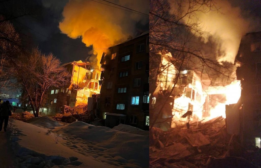 Подъезд жилого дома обрушился в Новосибирске после взрыва | НДН.Инфо