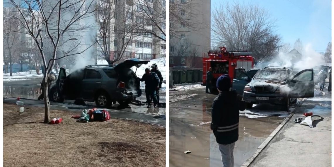 Неизвестные подожгли кроссовер во дворе дома в Новосибирске