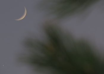 Поцелуй Луны и Венеры запечатлели в небе над Новосибирском