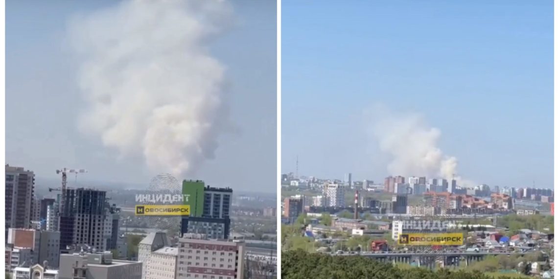 Огромное облако дыма заметили в небе над Новосибирском