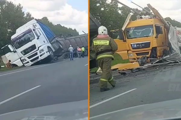 Под Новосибирском сразу три дорожных тяжеловеса попали в ДТП