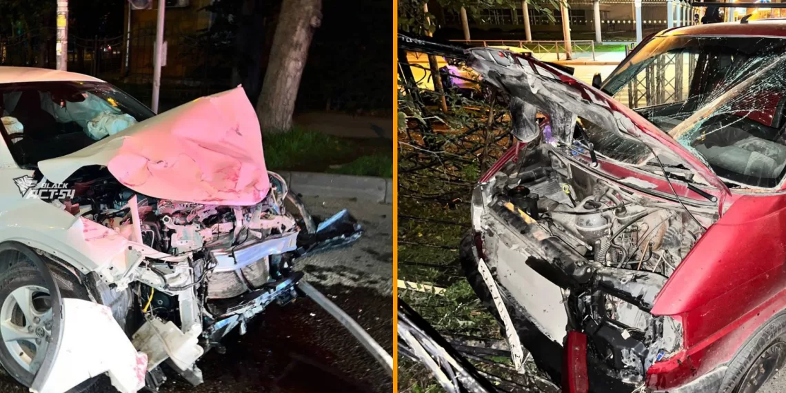 Легковушка и микроавтобус столкнулись лоб в лоб в центре Новосибирска