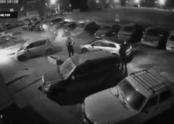 Пара новосибирцев запустила ночью фейерверк на парковке — пострадали десятки машин