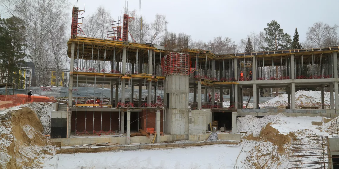 Строительство новой четырёхэтажной музыкальной школы на Терешковой продолжается в Новосибирске