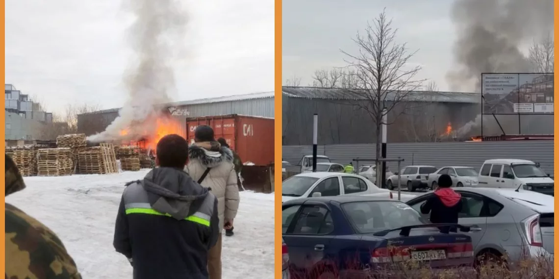 На складе завода торгового оборудования произошел пожар в Новосибирске