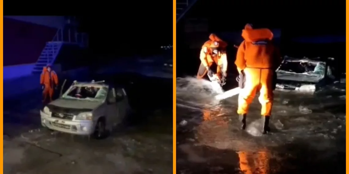 Автомобиль провалился под лёд в Новосибирской области