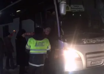 На трассе под Новосибирском поздно вечером заглох автобус с 17 детьми