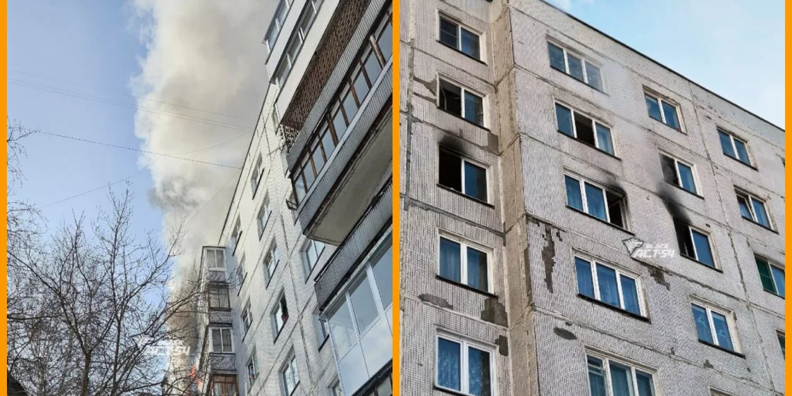В Калининском районе Новосибирска загорелась девятиэтажка