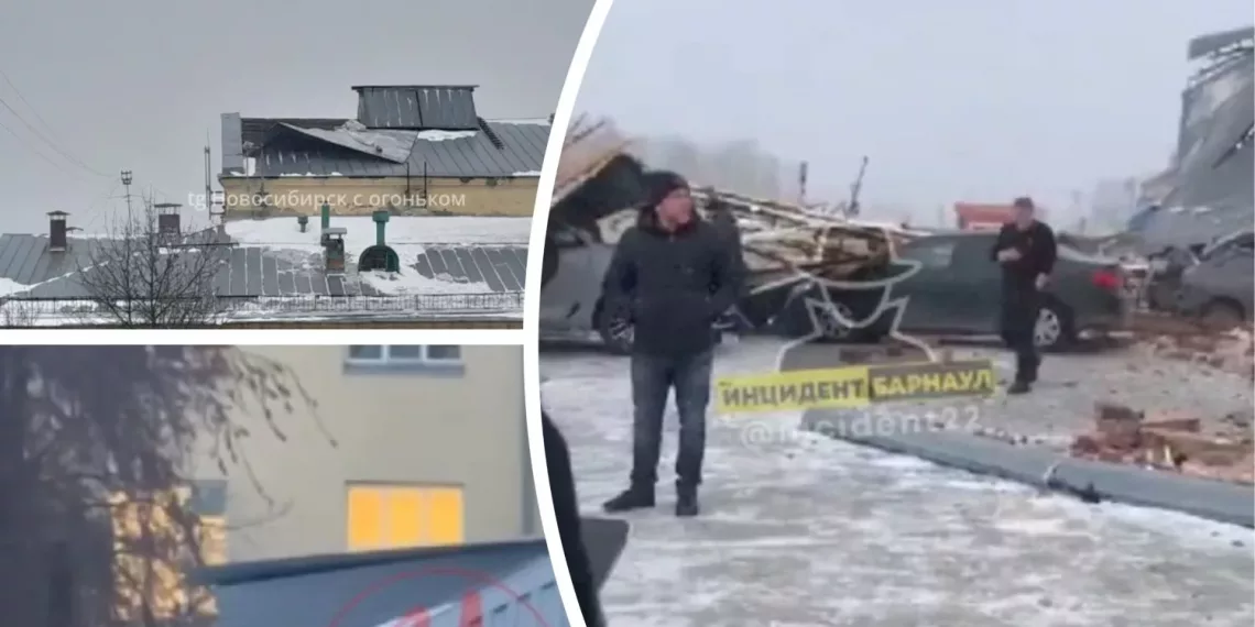 В Сибири сильный ветер срывает крыши зданий