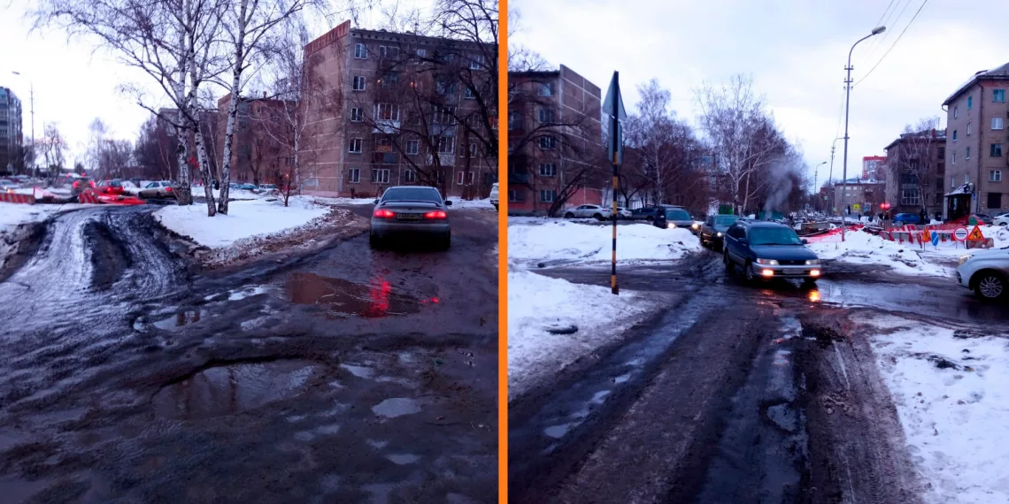 Водители массово организовали незаконный объезд ремонта теплотрассы в Новосибирске