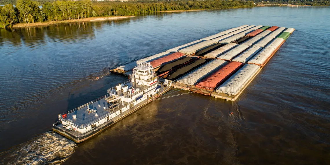 Баржу с двумя судами подтопило в Новосибирске