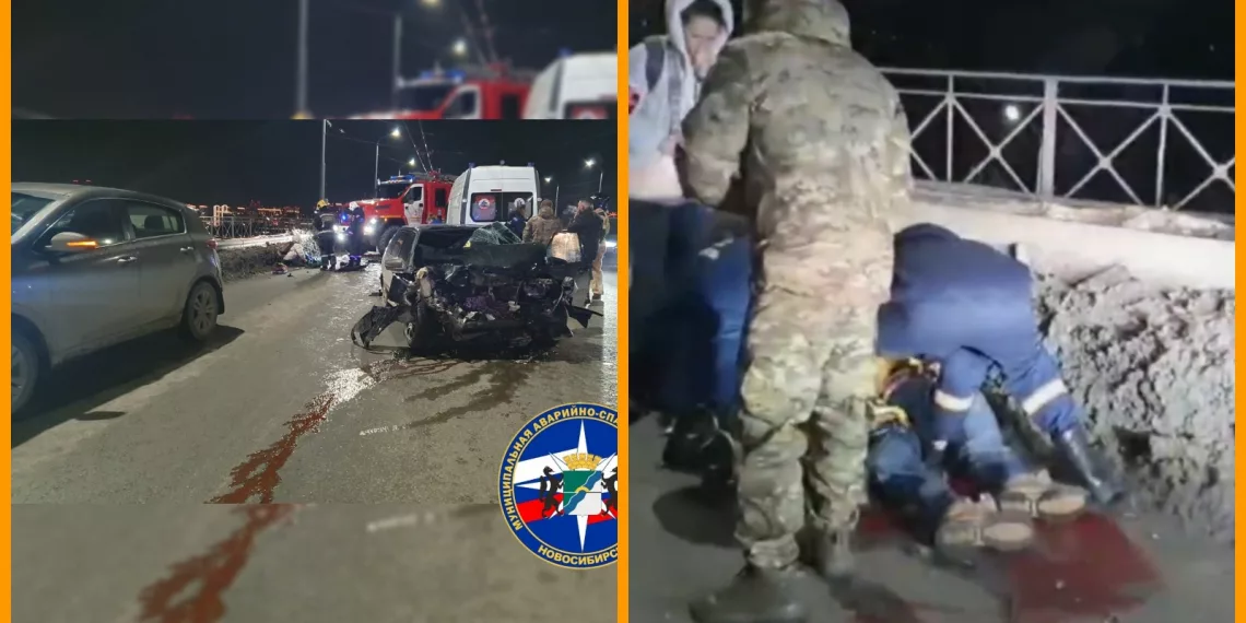 Новосибирец на «Ладе» на большой скорости въехал во внедорожник на Октябрьском мосту