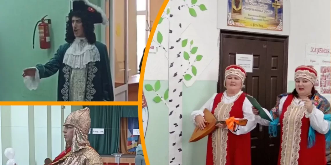 Пётр I, красны девицы и богатырь посетили избирательные участки