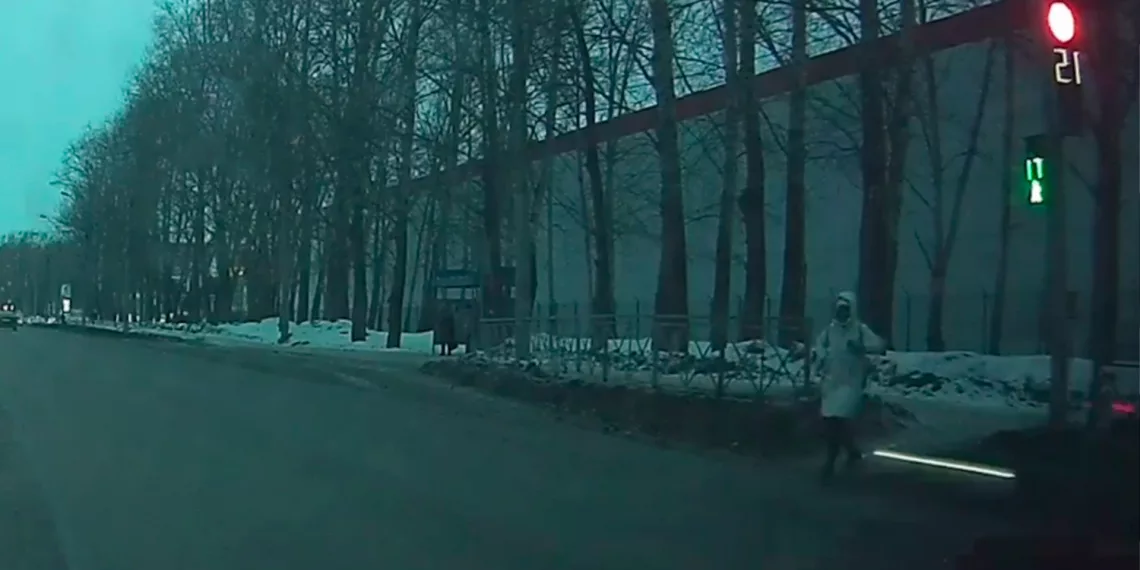 «Не заметил»: новосибирец на Nissan пронесся на красный у прохожего