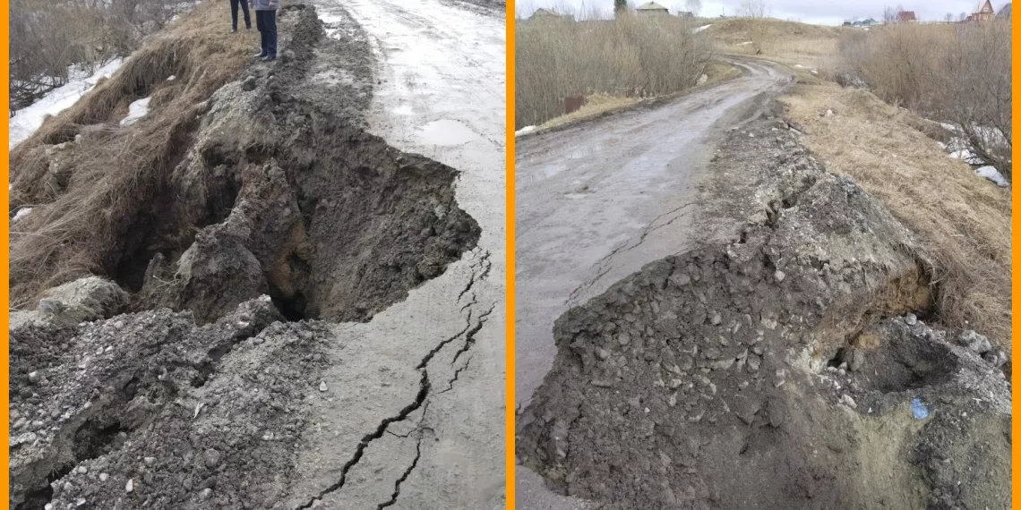 В Колыванском районе обвалилась дорога, ведущая от двух поселков до райцентра