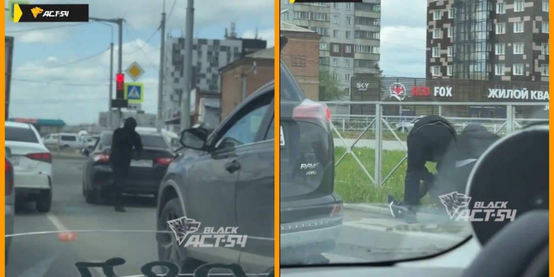 В Новосибирске люди в масках разбили стекло автомобиля и избили водителя