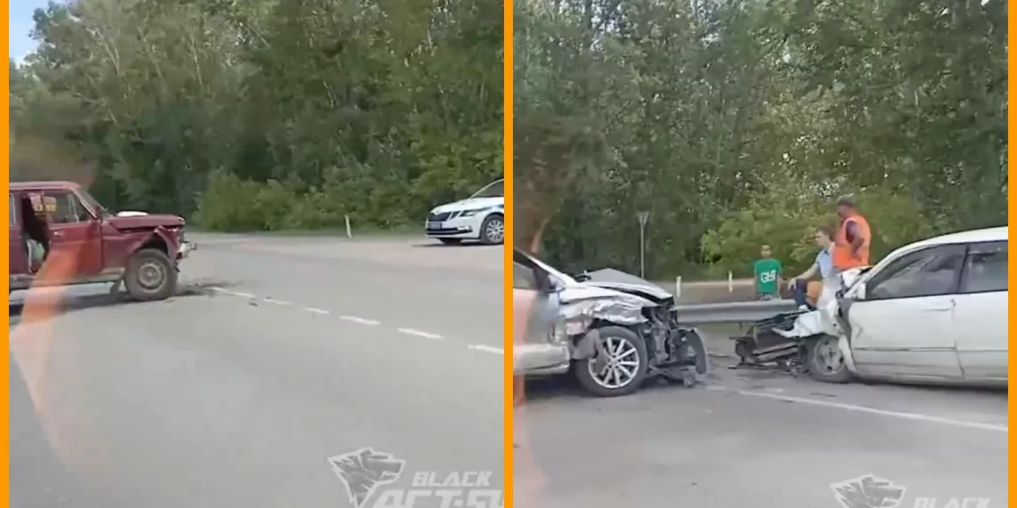 Под Новосибирском трем автомобилям смяло «носы» в ДТП