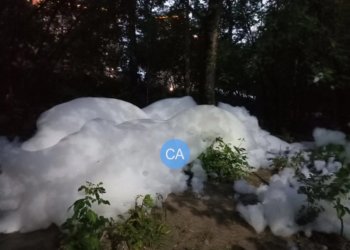 Химическая пена заполонила улицы Академгородка в Новосибирске