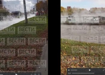 Улицу Курчатова затопило кипятком в Новосибирске