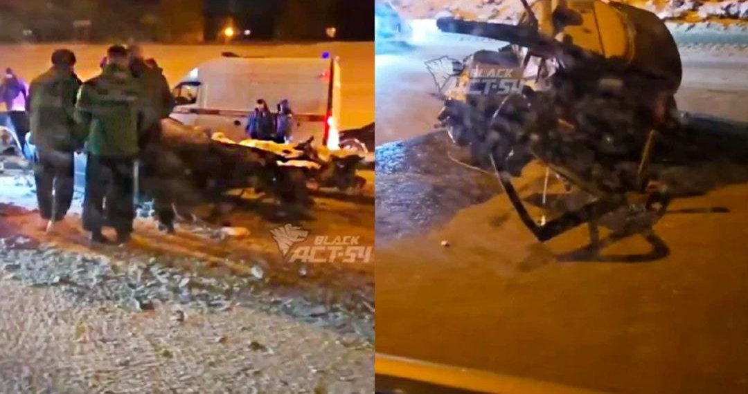 BMW разорвало на части в Новосибирске после ДТП