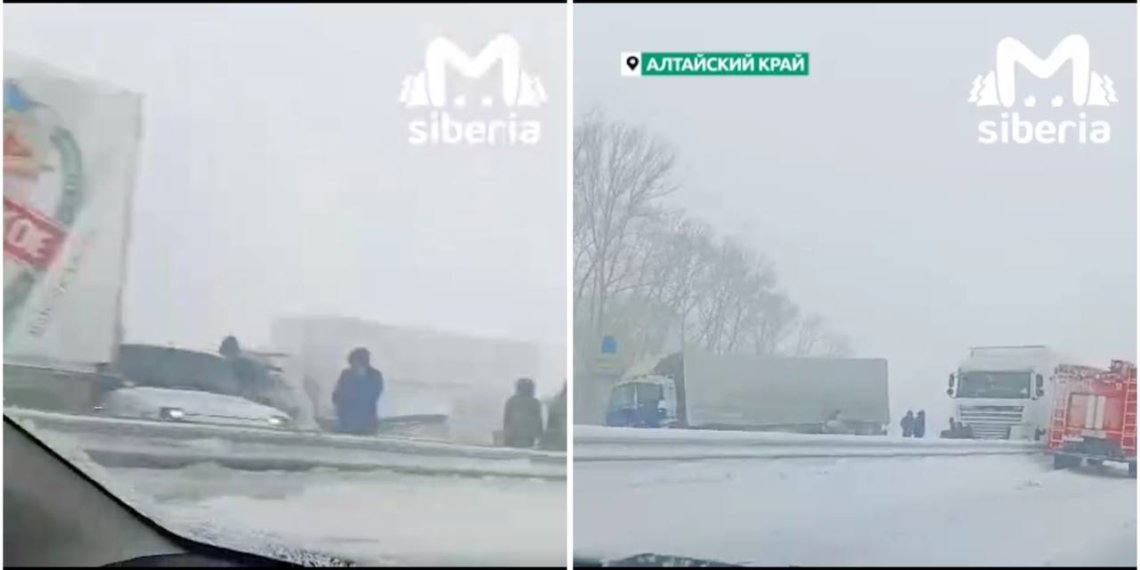 Около 15 автомобилей столкнулись на выезде из Бийска