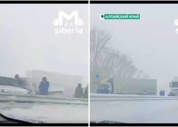 Около 15 автомобилей столкнулись на выезде из Бийска