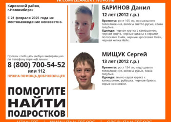В Кировском районе Новосибирска пропали двое подростков