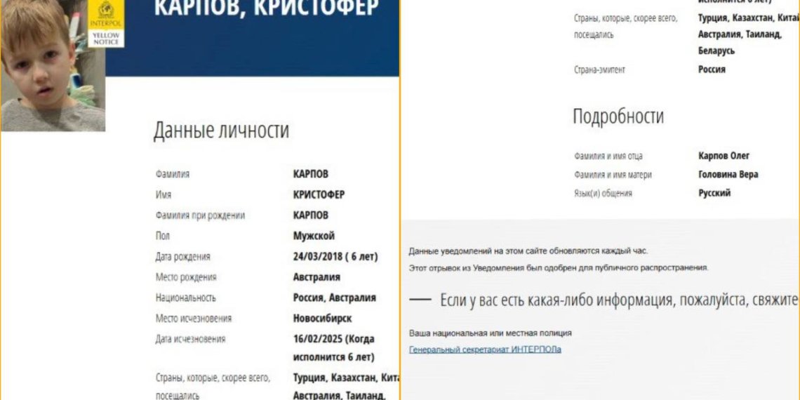 Интерпол объявил в розыск ребенка, похищенного отцом в Новосибирске