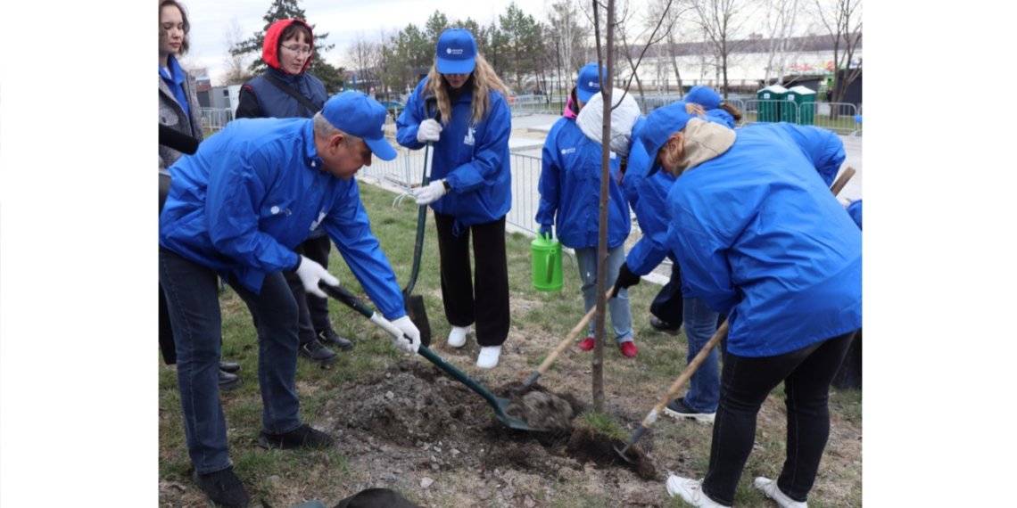 Новосибирские энергетики высадили памятную аллею в честь юбилея Победы