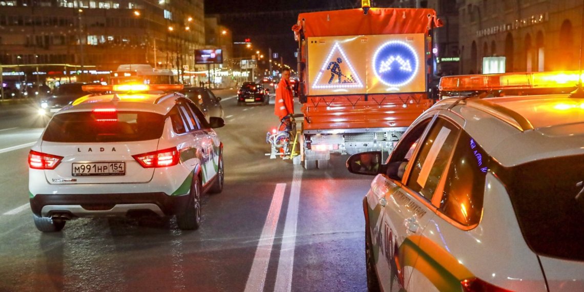 В Новосибирске к 9 Мая нанесли в 4 раза больше дорожной разметки, чем в прошлом году