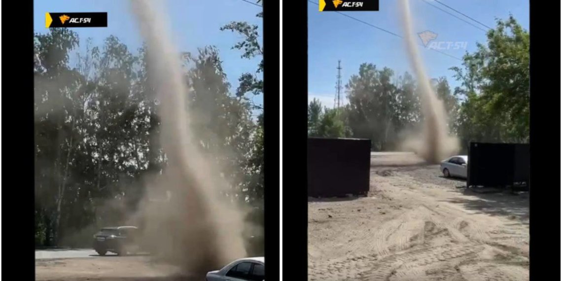 В Новосибирске пыльный «торнадо» сняли на видео