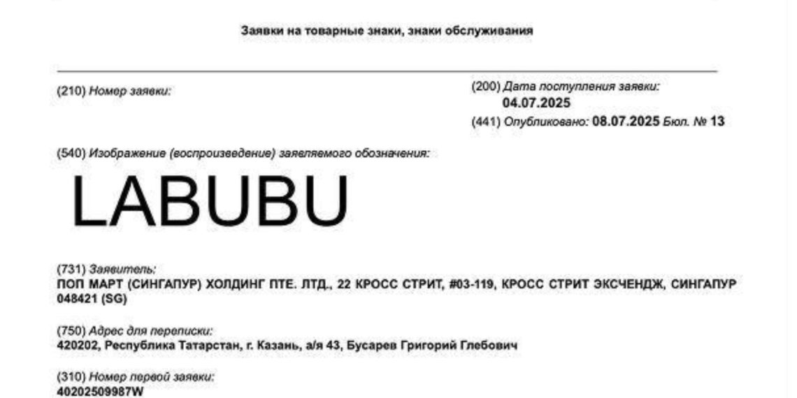 Лабубу наступает: известный бренд игрушечных монстриков подал заявку в Роспатент