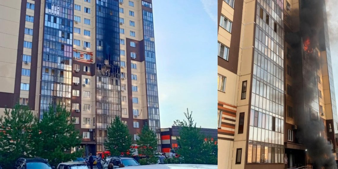 Балкон загорелся в многоэтажке на Заречной в Новосибирске