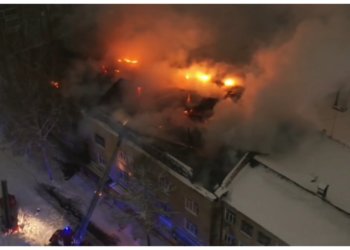 Масштабный пожар на Тургенева: видео с беспилотника