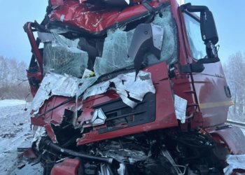 Два грузовика столкнулись на трассе под Новосибирском