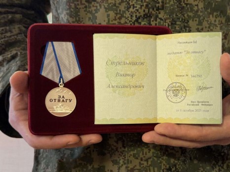Участник СВО и депутат Виктор Стрельников награжден медалью «За отвагу»
