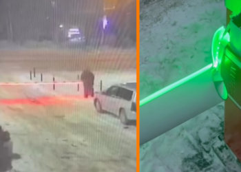 Новосибирец с пилой расправился со шлагбаумом ЖК «Созвездие» под покровом ночи