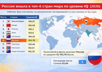 Россия вошла в топ-6 стран мира по уровню среднего IQ