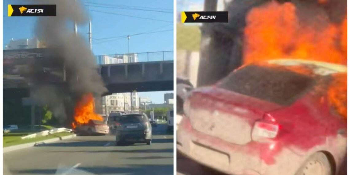 Медики скорой спасли водителя из горящего автомобиля в Новосибирске