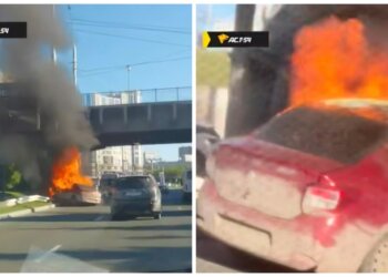 Медики скорой спасли водителя из горящего автомобиля в Новосибирске