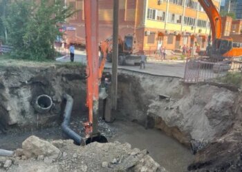 Мэр заявил о завершении работ на провале в Горском микрорайоне Новосибирска