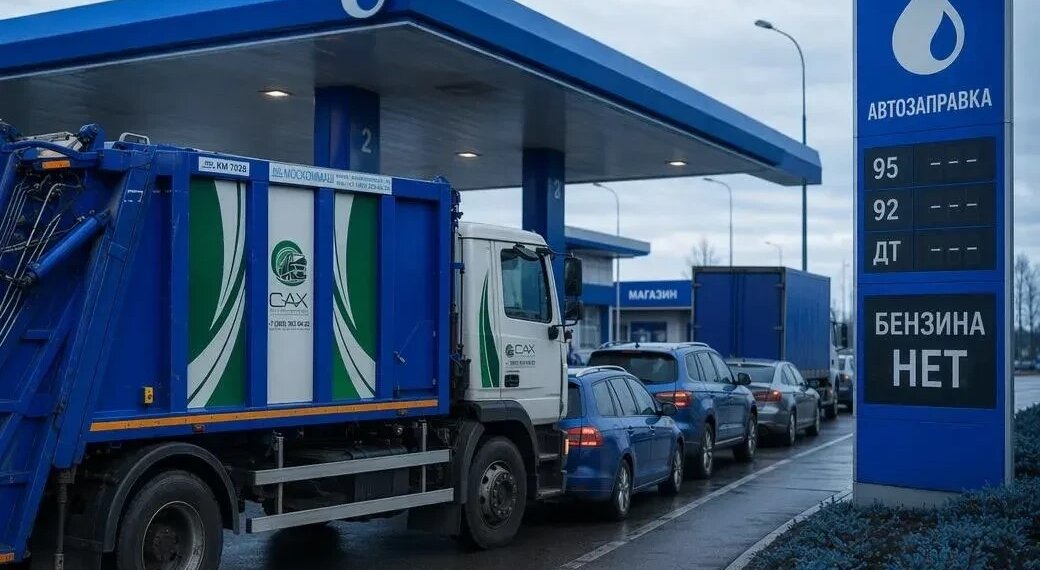 Гигантские очереди на АЗС Новосибирска парализуют вывоз мусора