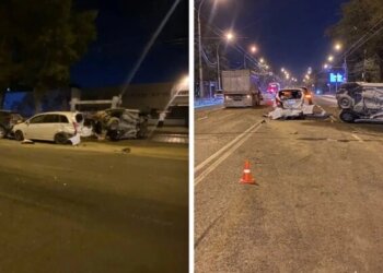 Крупное ДТП в Новосибирске: шесть автомобилей столкнулись ночью