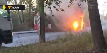 В Новосибирске сгорел автобус №29