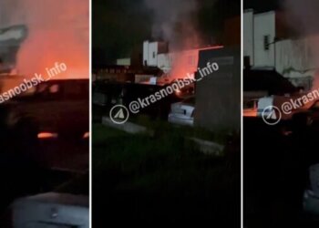 В пригороде Новосибирска подожгли полицейские машины