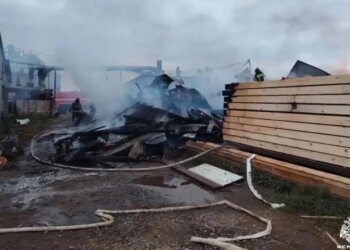 Под Новосибирском сгорела пилорама застройщика